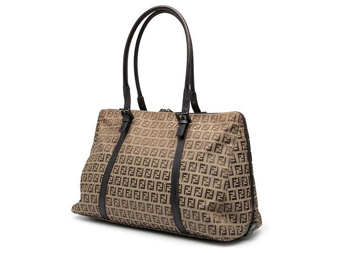 Borsa Tote Fendi Zucchino Canvas Beige - vista 2