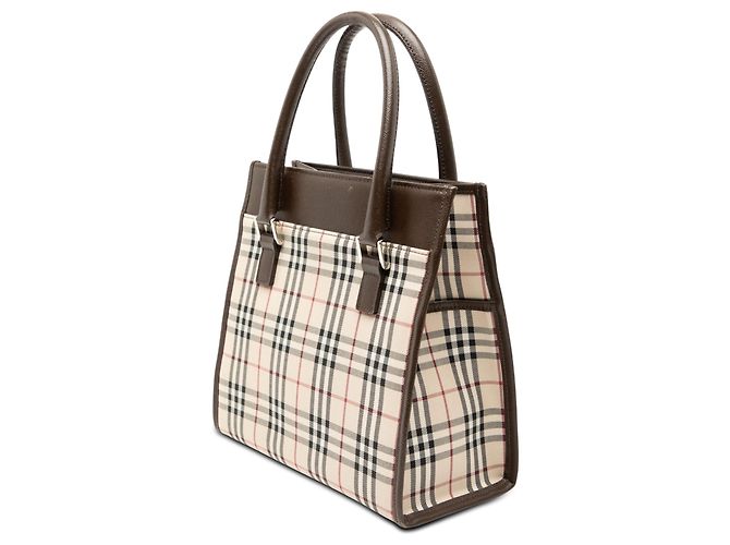 Borsa a mano Burberry House Check Canvas Beige - vista 2