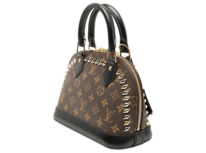 Borsa Louis Vuitton Monogram Macassar Studded Alma BB Nera Nero - vista 2