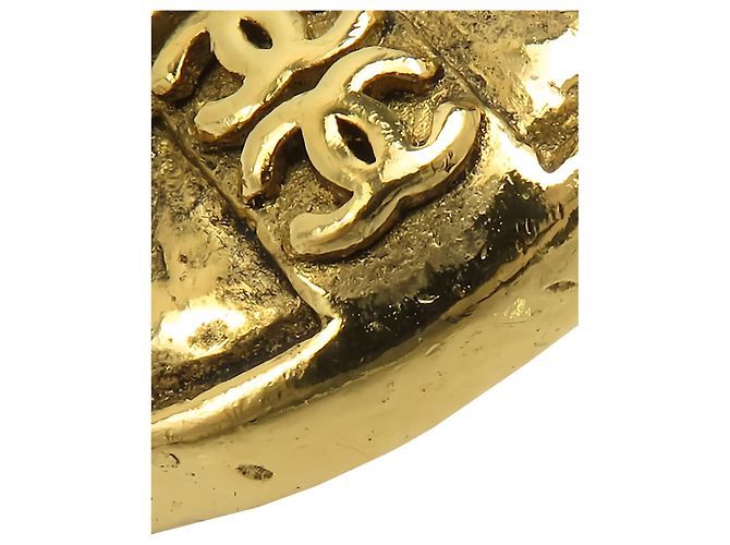 Orecchini a clip rotondi in cristallo placcati oro Chanel CC Gold D'oro - vista 11