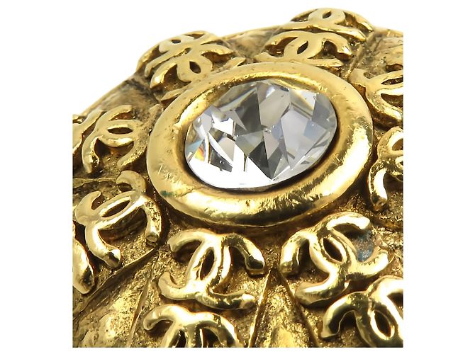 Orecchini a clip rotondi in cristallo placcati oro Chanel CC Gold D'oro - vista 12