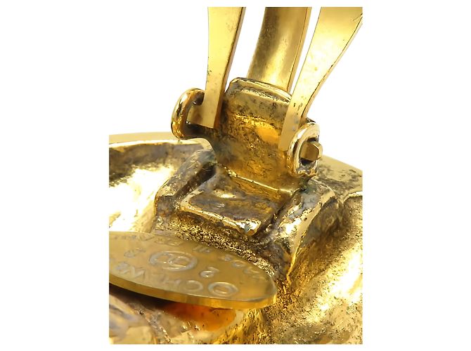 Orecchini a clip rotondi in cristallo placcati oro Chanel CC Gold D'oro - vista 7