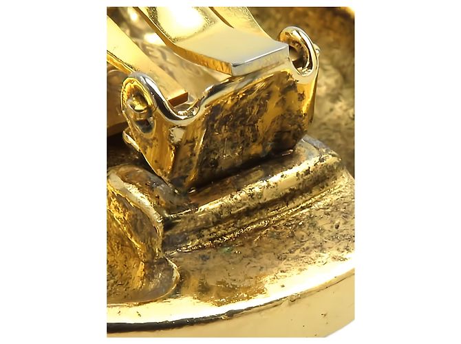 Orecchini a clip rotondi in cristallo placcati oro Chanel CC Gold D'oro - vista 9