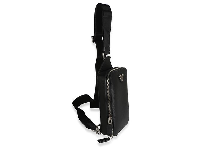 Borsa a tracolla Prada Black Saffiano Brique Nero - vista 3