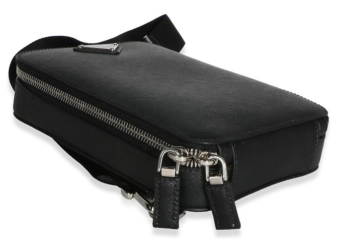 Borsa a tracolla Prada Black Saffiano Brique Nero - vista 5