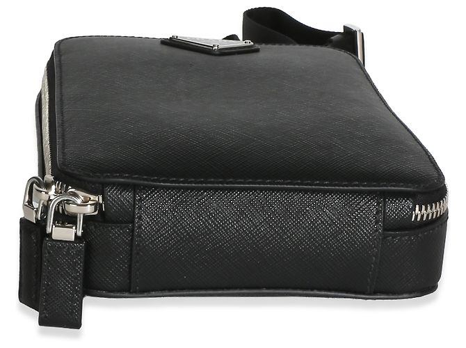 Borsa a tracolla Prada Black Saffiano Brique Nero - vista 6