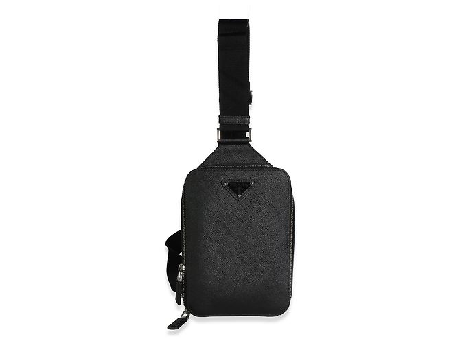 Borsa a tracolla Prada Black Saffiano Brique Nero - vista 8