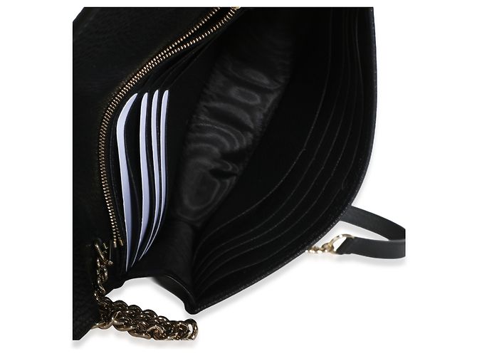 Portafoglio Gucci in pelle di vitello Dollar nera con catena Interlocking G Nero - vista 5