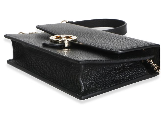 Portafoglio Gucci in pelle di vitello Dollar nera con catena Interlocking G Nero - vista 6
