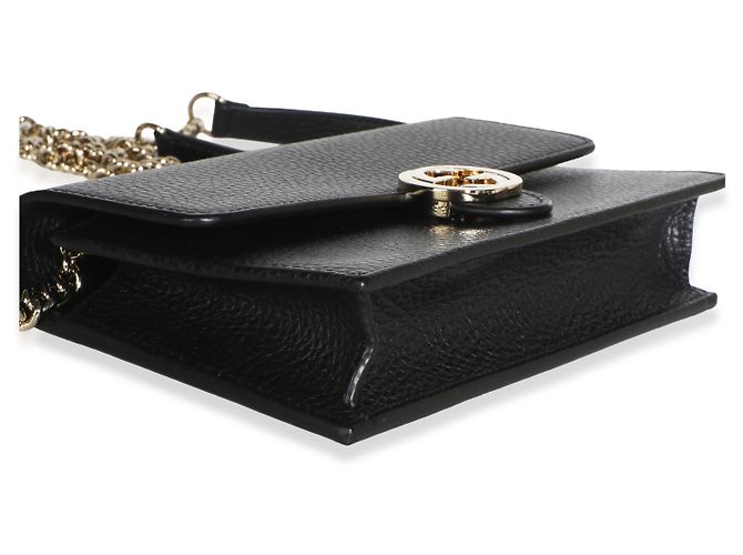 Portafoglio Gucci in pelle di vitello Dollar nera con catena Interlocking G Nero - vista 7