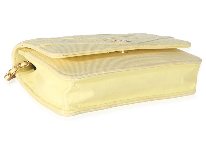 Chanel Yellow Frayed Denim Coco Wallet On Chain Giallo - vista 7