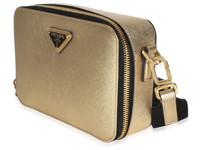 Borsa a tracolla Prada Gold Saffiano Travel Small Brique - vista 3