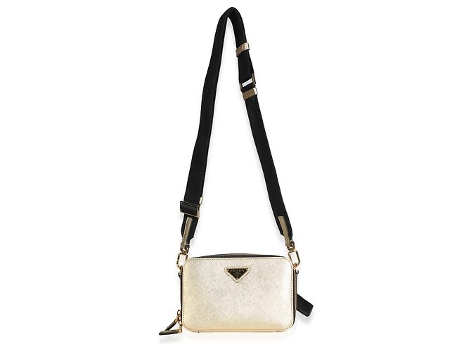Borsa a tracolla Prada Gold Saffiano Travel Small Brique - vista 5