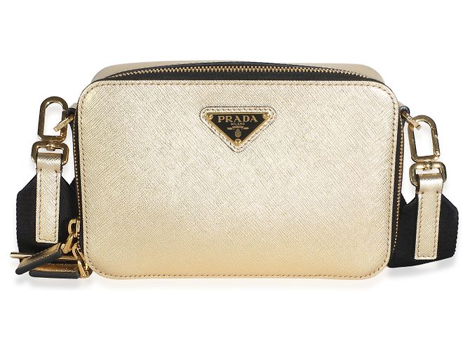 Borsa a tracolla Prada Gold Saffiano Travel Small Brique - vista 8