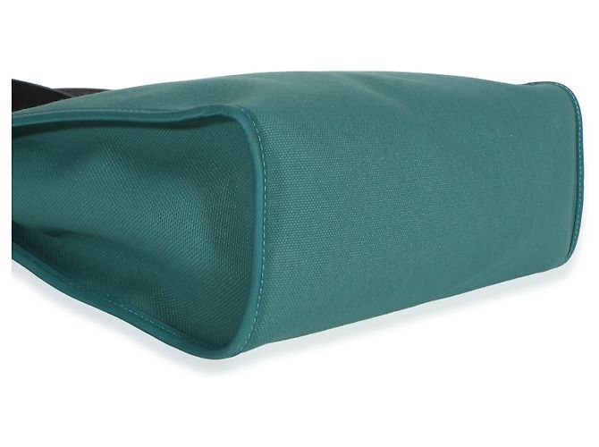 Hermès Noir Vache Hunter Malachite Toile Canvas Herbag Zip 31 Verde - vista 7