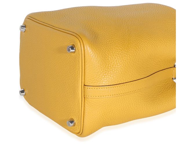 Hermès Jaune Ambre Celeste Clemence Eclat Picotin Lock 18 PM PHW Giallo - vista 6