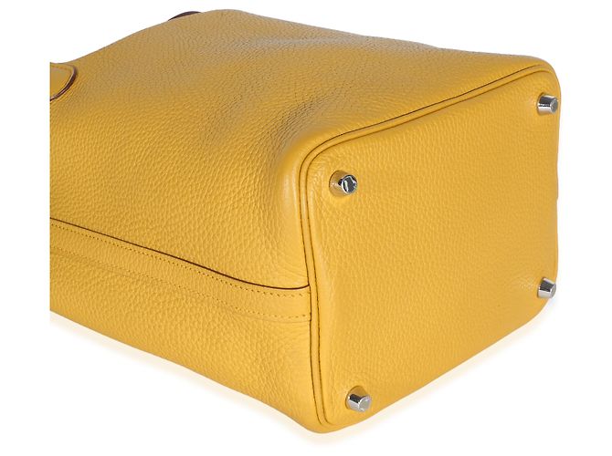 Hermès Jaune Ambre Celeste Clemence Eclat Picotin Lock 18 PM PHW Giallo - vista 7