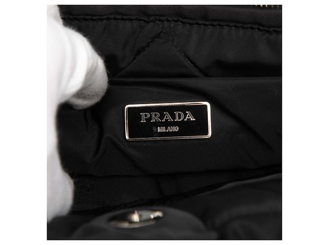 Borsa Tote Bomber Prada Tessuto nera Nero - vista 5