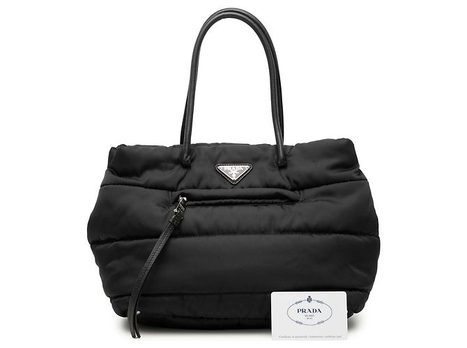 Borsa Tote Bomber Prada Tessuto nera Nero - vista 7