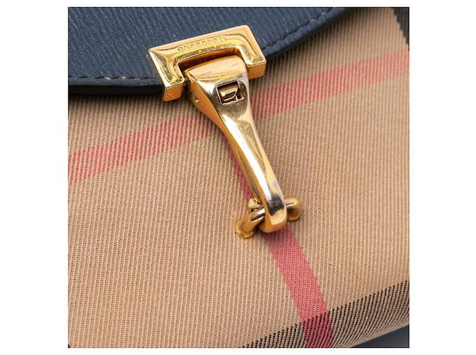 Borsa a tracolla Derby Macken Burberry House Check in tela blu e pelle - vista 11