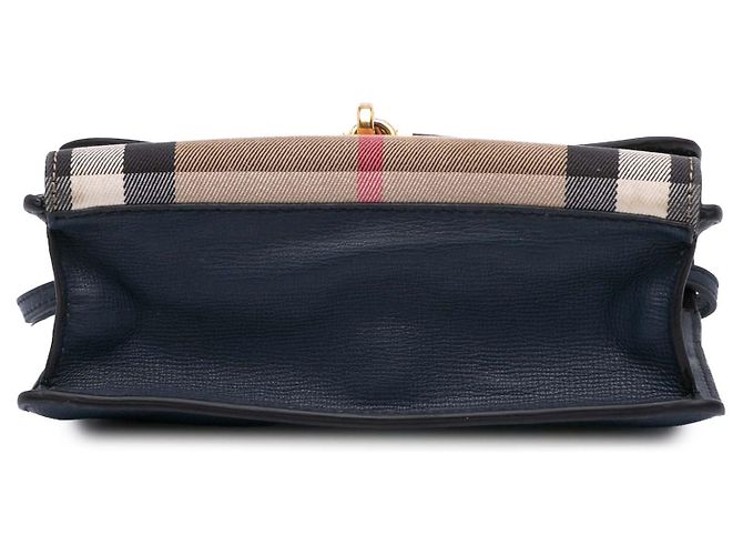 Borsa a tracolla Derby Macken Burberry House Check in tela blu e pelle - vista 3