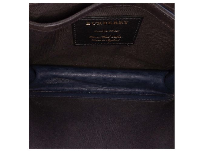 Borsa a tracolla Derby Macken Burberry House Check in tela blu e pelle - vista 7