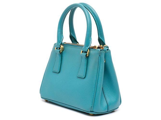 Borsa Prada Micro Saffiano Galleria Double Zip Blu - vista 2