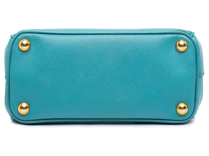 Borsa Prada Micro Saffiano Galleria Double Zip Blu - vista 3