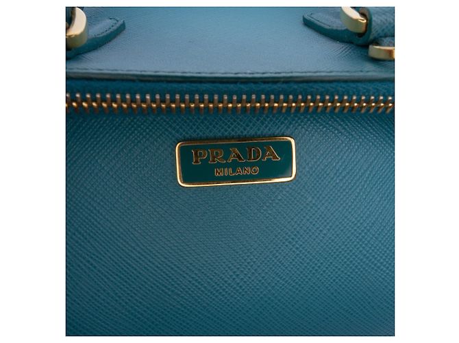 Borsa Prada Micro Saffiano Galleria Double Zip Blu - vista 5