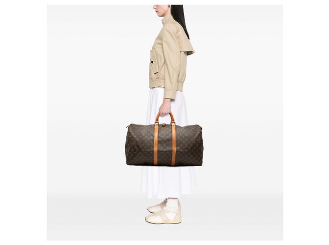 Borsa da viaggio Louis Vuitton Monogram Keepall 55 Marrone - vista 8