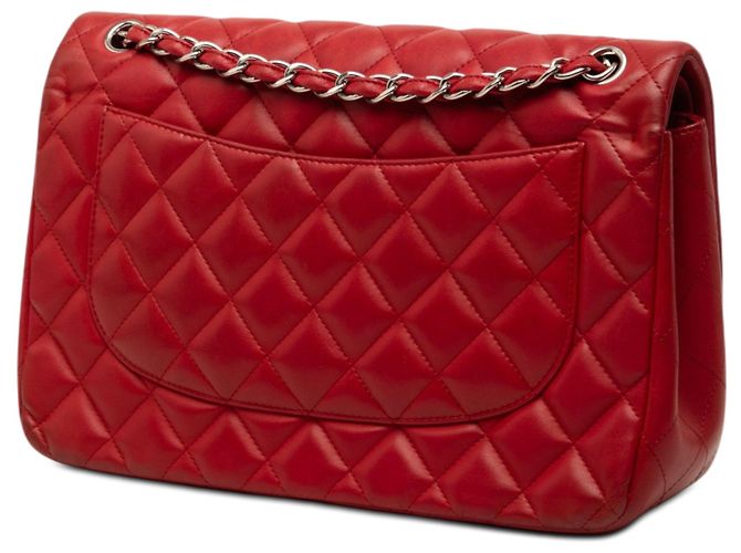 Borsa a tracolla Chanel Jumbo Classic Double Flap in pelle di agnello rossa Rosso - vista 2