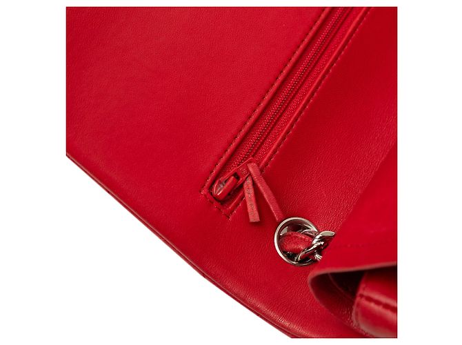 Borsa a tracolla Chanel Jumbo Classic Double Flap in pelle di agnello rossa Rosso - vista 7