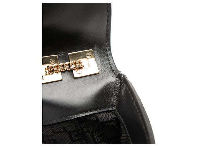 Borsa a tracolla Gucci in camoscio nero con catena e testa di tigre - vista 7