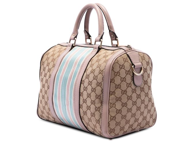 Borsa Boston Satchel Gucci Medium GG Canvas Web Joy Rosa - vista 2