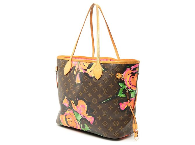 Borsa Tote Louis Vuitton Monogram Roses Neverfull MM Marrone - vista 2