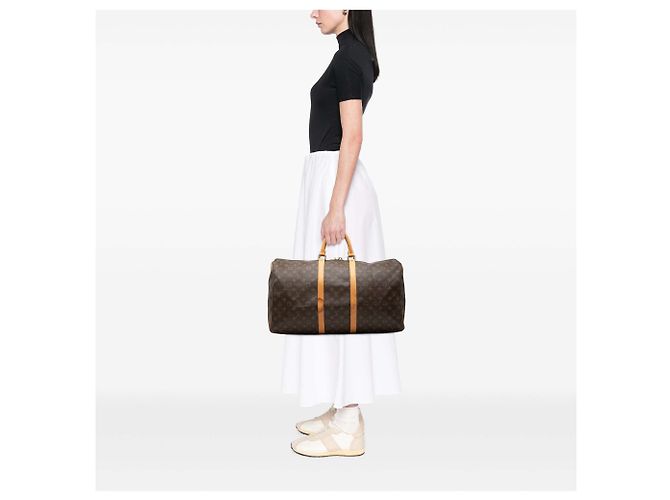 Sac de voyage Louis Vuitton Monogram Keepall 55 Marron - vue 7