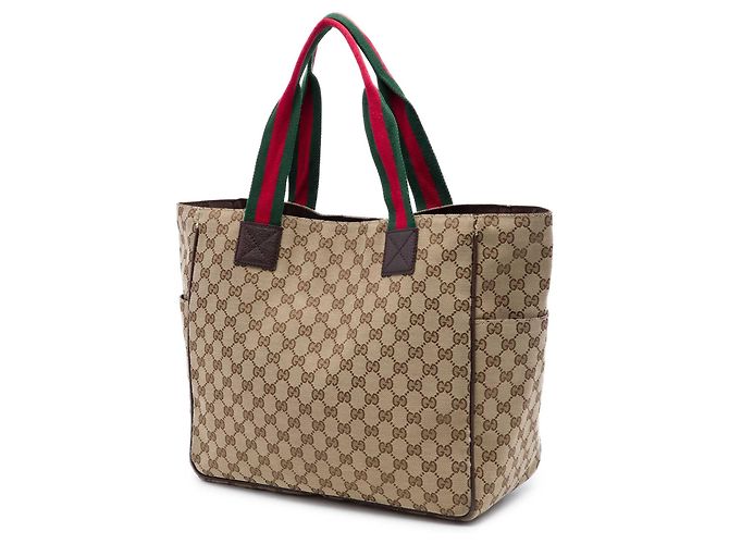Borsa Tote Gucci GG Canvas Web con doppie tasche, Beige - vista 2