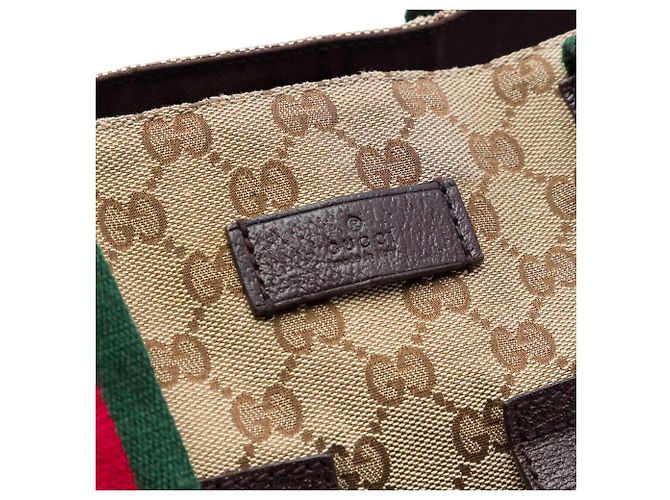 Borsa Tote Gucci GG Canvas Web con doppie tasche, Beige - vista 3