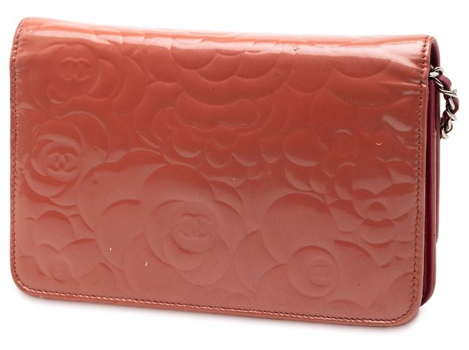 Bolsa Tiracolo Chanel CC Embossed Patent Camellia Wallet On Chain Rosa - vista 2