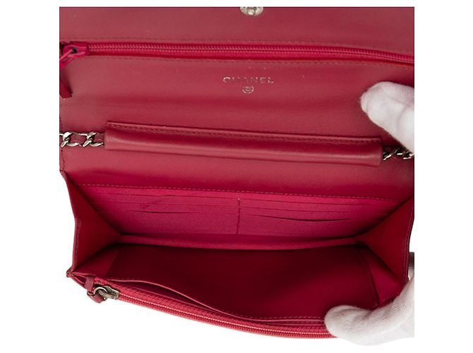 Bolsa Tiracolo Chanel CC Embossed Patent Camellia Wallet On Chain Rosa - vista 4