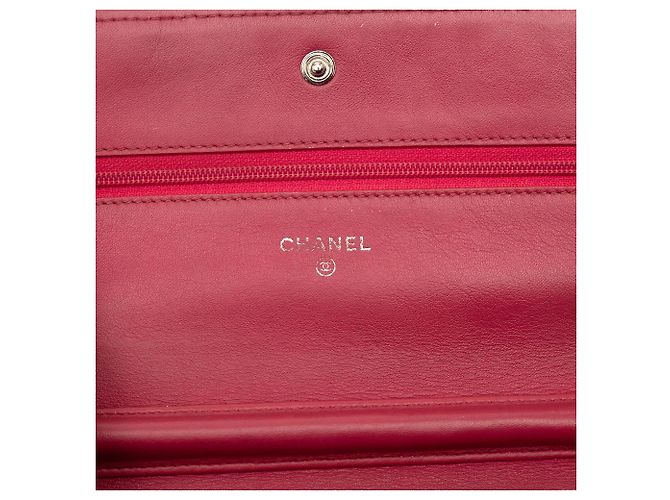 Bolsa Tiracolo Chanel CC Embossed Patent Camellia Wallet On Chain Rosa - vista 5