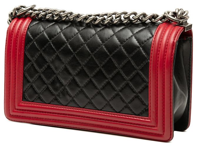 Chanel Boy Flap Crossbody Bag Bicolor aus gestepptem Lammleder, Old Medium, Schwarz - Ansicht 2