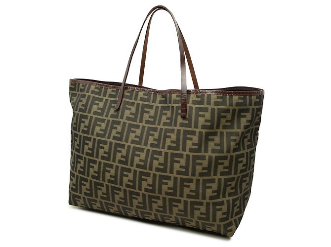 Borsa Tote Roll Medium in tela Zucca marrone Fendi - vista 2