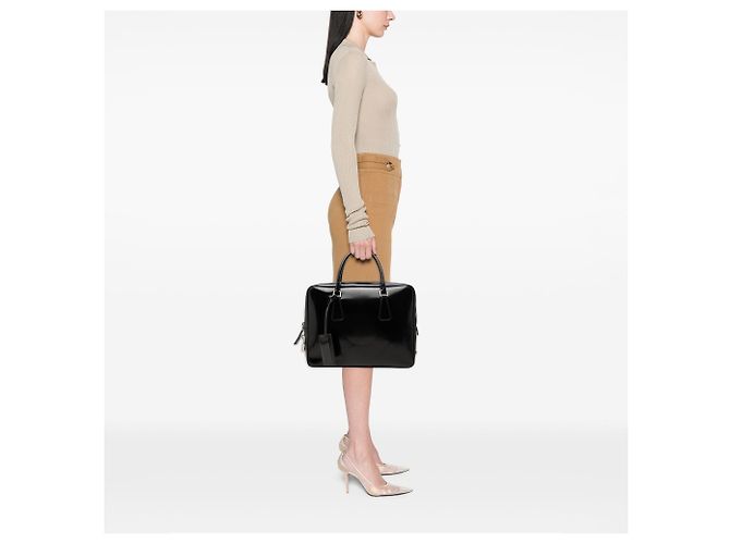 Borsa Business Prada Vernice Nera Nero - vista 6
