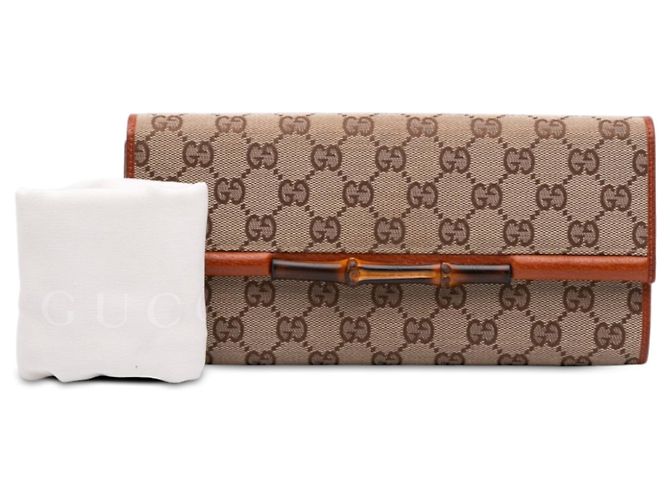 Borsa a tracolla Gucci GG Canvas Bamboo Bar beige - vista 7