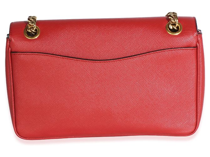 Sac à rabat d'épaule Prada Red Saffiano Pattina Rouge - vue 2