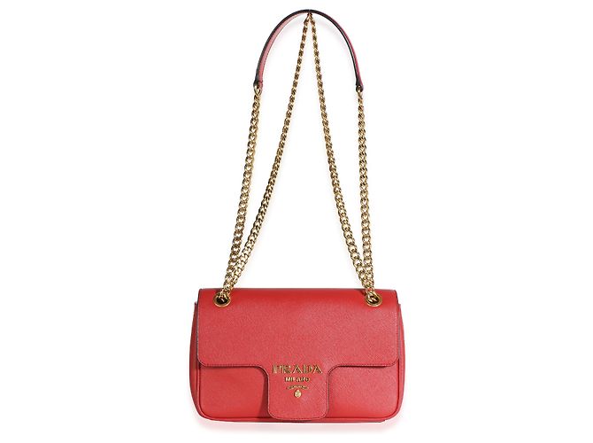 Sac à rabat d'épaule Prada Red Saffiano Pattina Rouge - vue 5