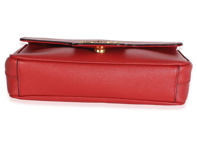 Sac à rabat d'épaule Prada Red Saffiano Pattina Rouge - vue 6