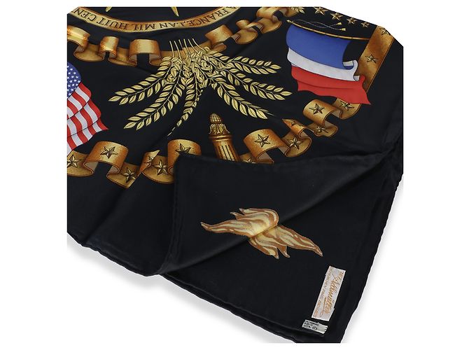Foulard in seta Hermès Black Multicolor Statue of Liberty Centennial 90 - vista 3