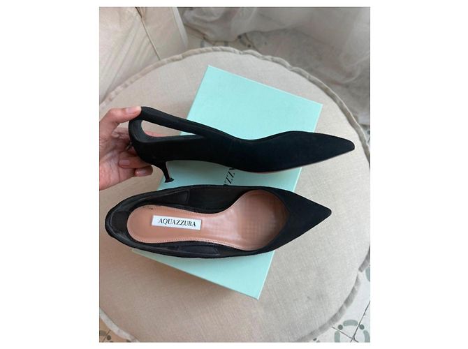 Décolleté Slingback Aquazzura in camoscio nero - vista 2